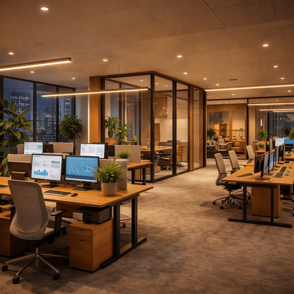 Escritório Corporativo - AI photorealistic interior design render