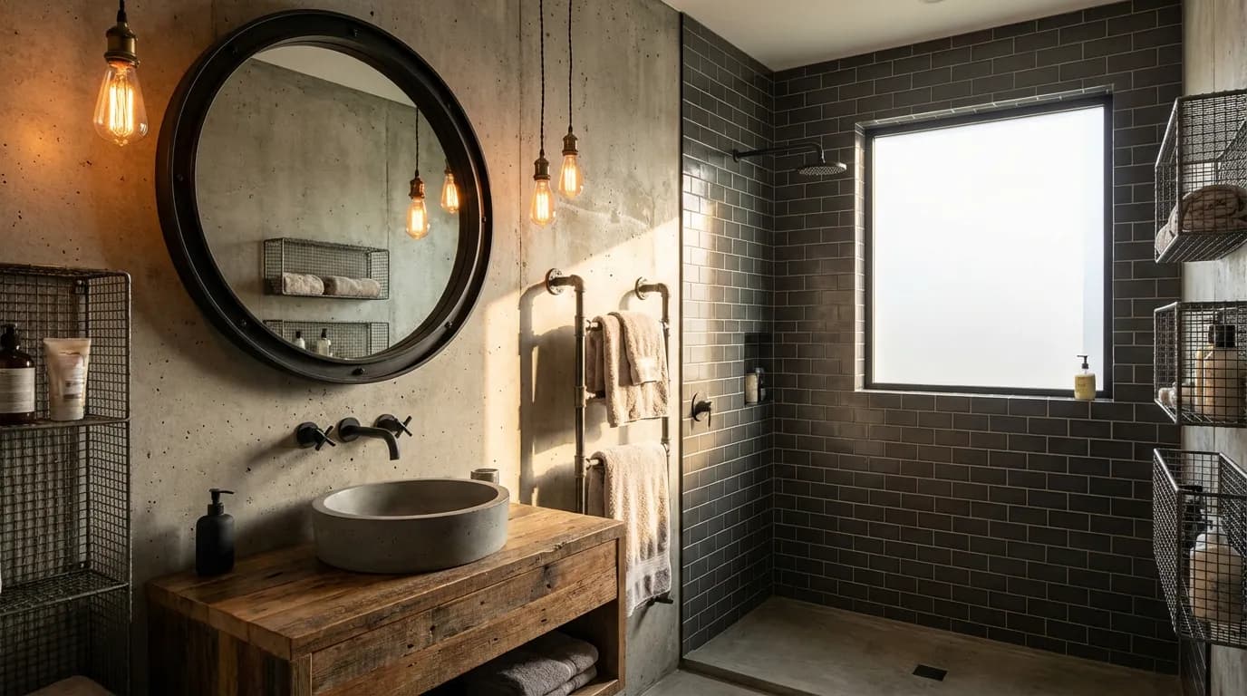 Industrial interior design style - AI photorealistic render by Lumiforma