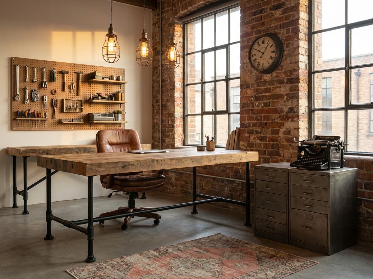 Industrial interior design style - AI photorealistic render by Lumiforma