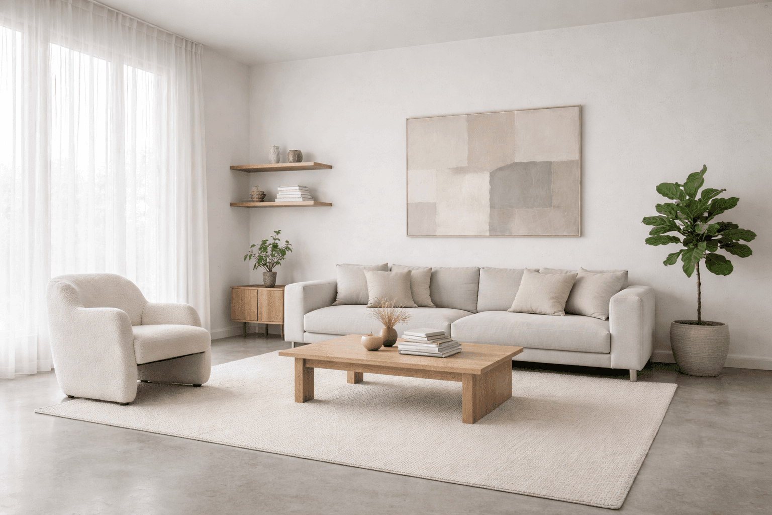 Minimalista interior design style - AI generated photorealistic room visualization
