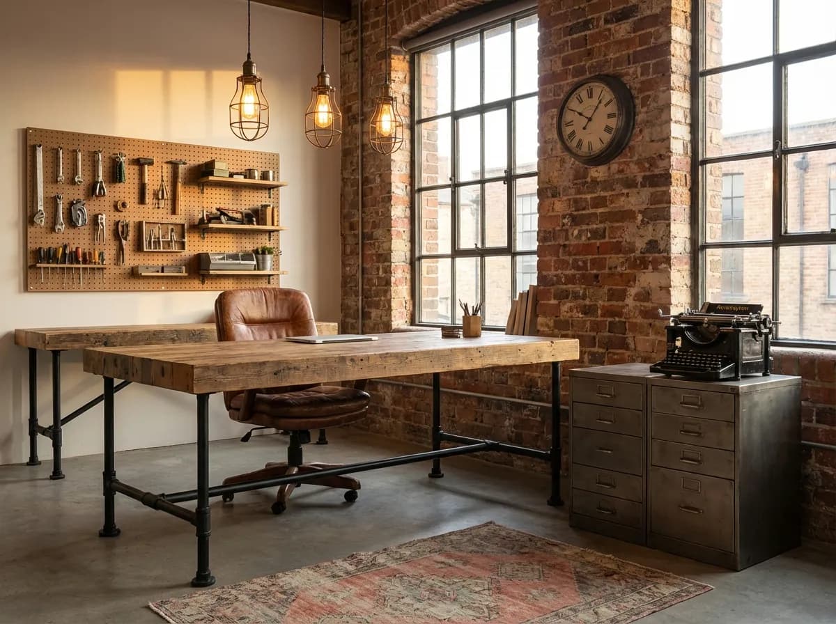 Industrial interior design style - AI photorealistic render by Lumiforma